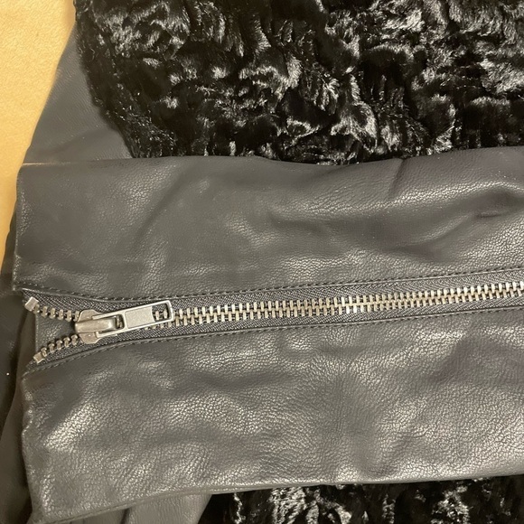 Free People Faux Fur & Vegan Leather Zippered Moto Jacket - Picture 7 of 11